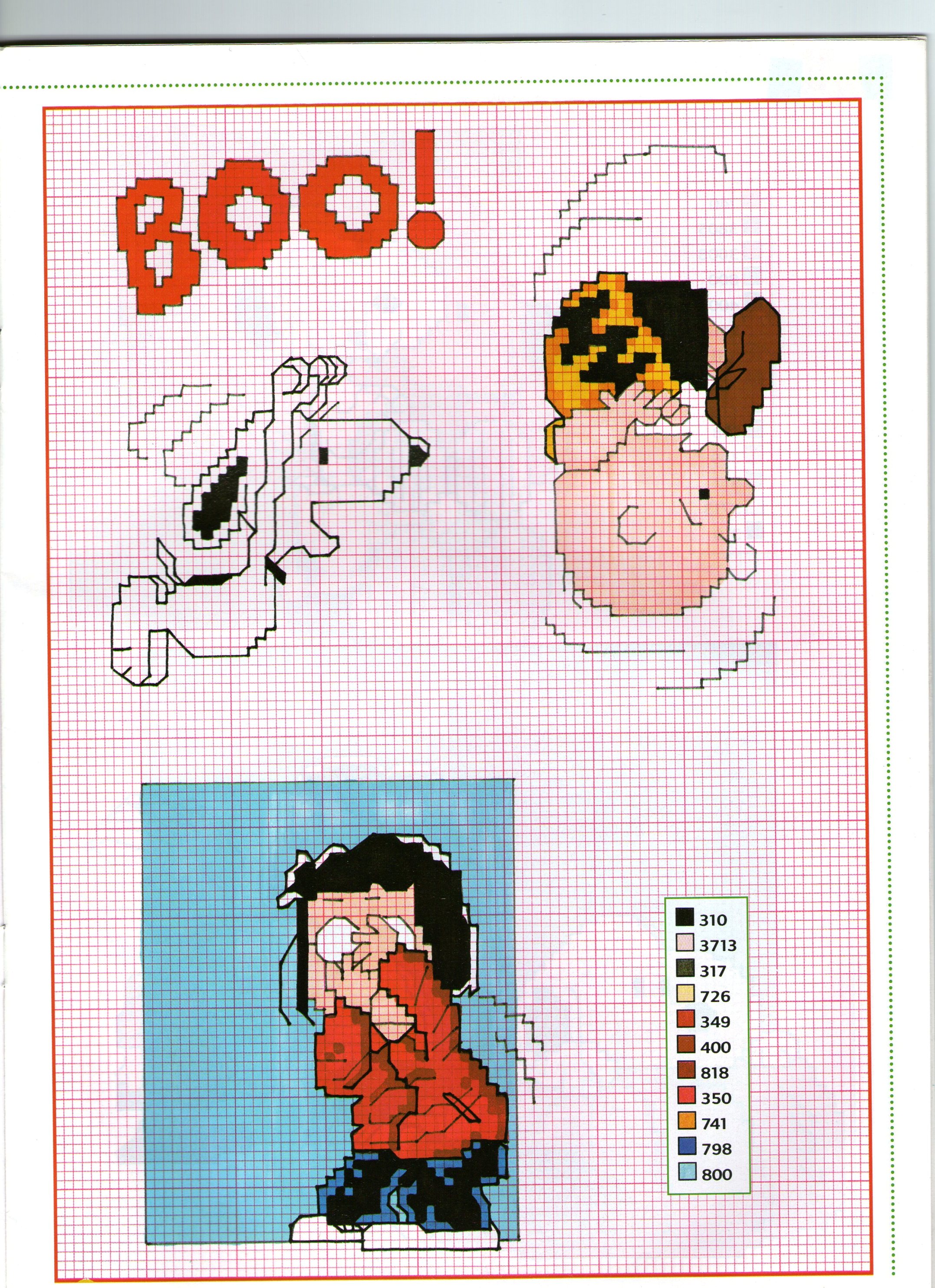 Snoopy spaventa Charlie Brown schema da ricamare gratis