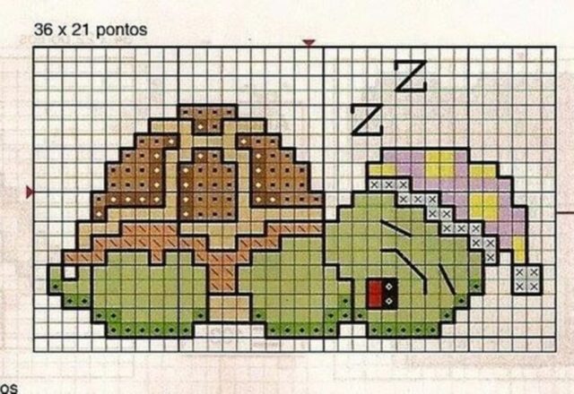 Tartaruga l’ ora della nanna punto croce schemi