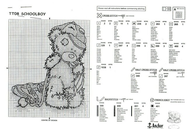 Tenero orsacchiotto con cappellino schema da ricamare punto croce (2)