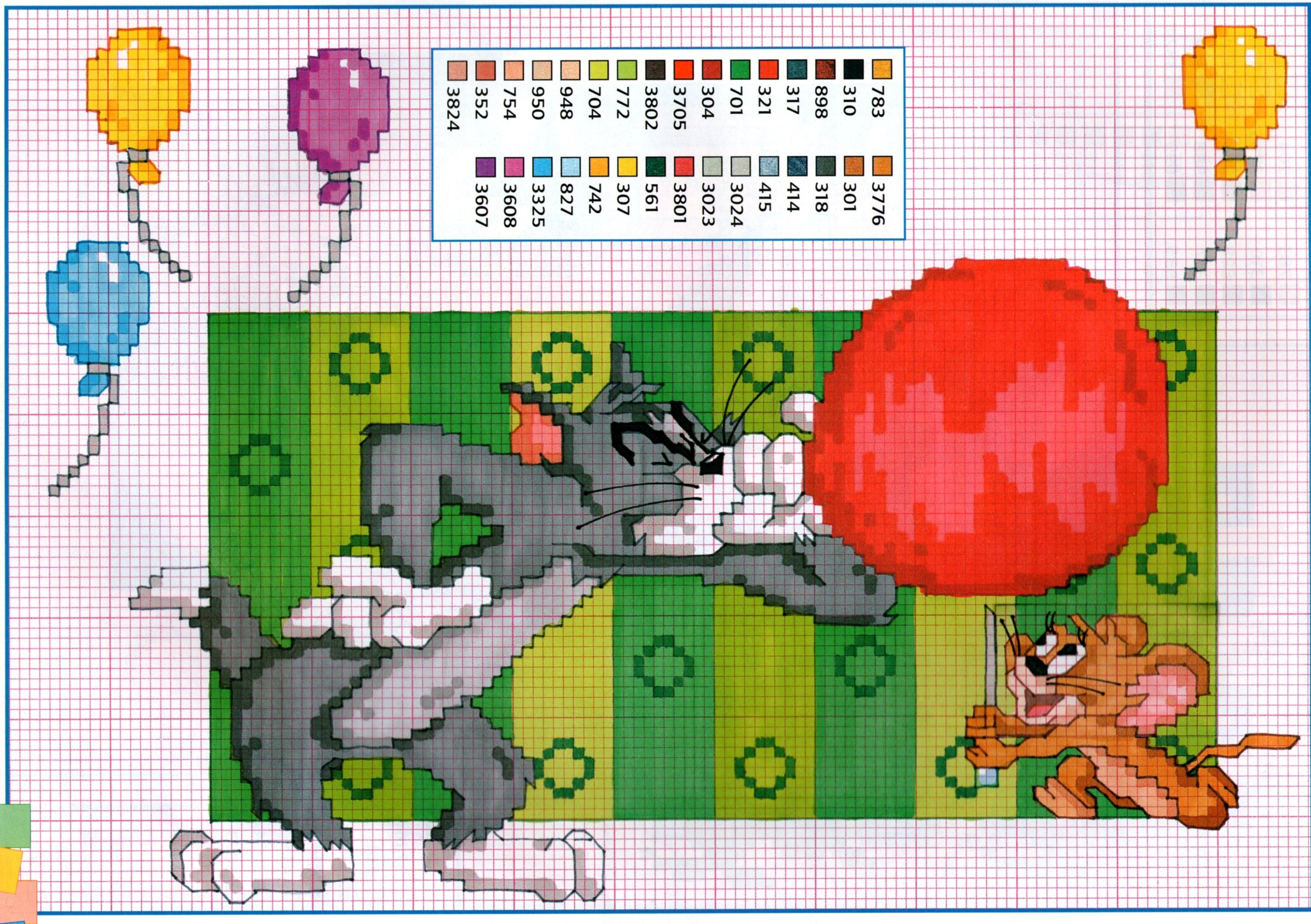 Tom e Jerry coi palloncini punto croce