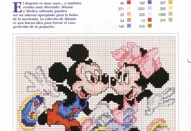 Topolino e Minnie maratoneti schema da ricamare