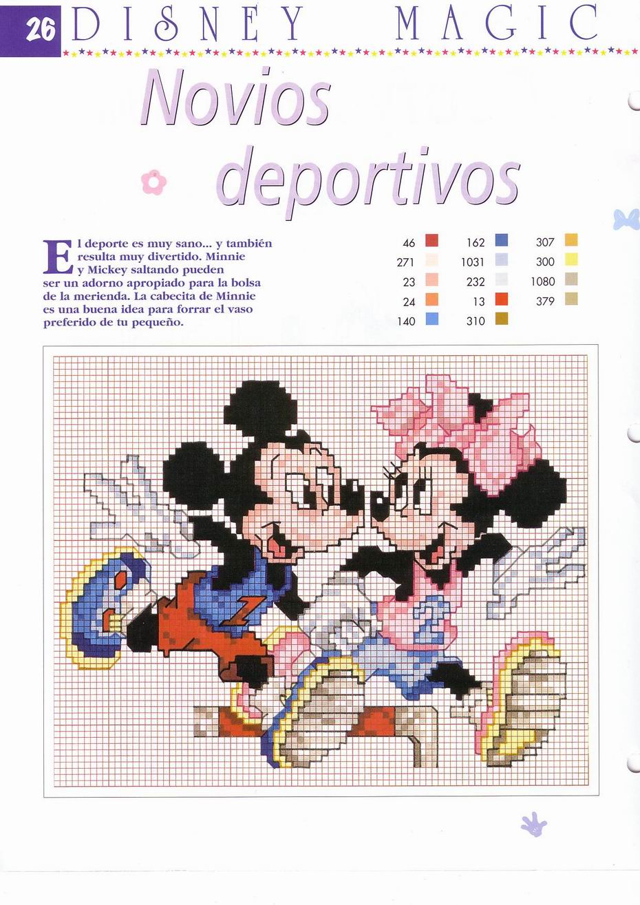 Topolino e Minnie maratoneti schema da ricamare