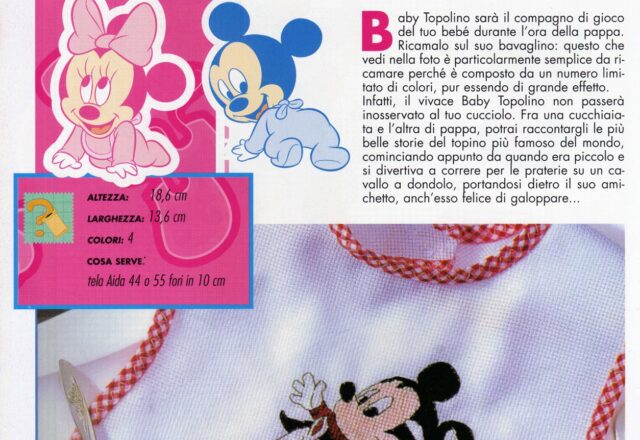 Topolino sul cavallo a dondolo da ricamare su bavaglino (1)