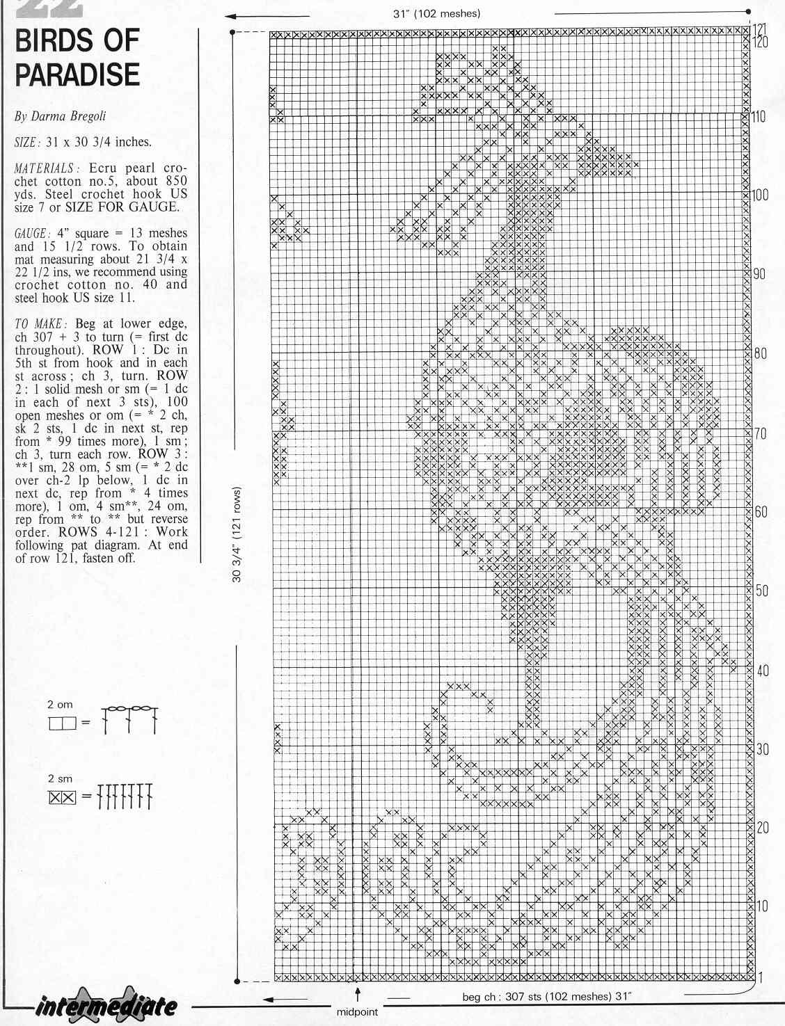 Uccello del paradiso schema filet uncinetto