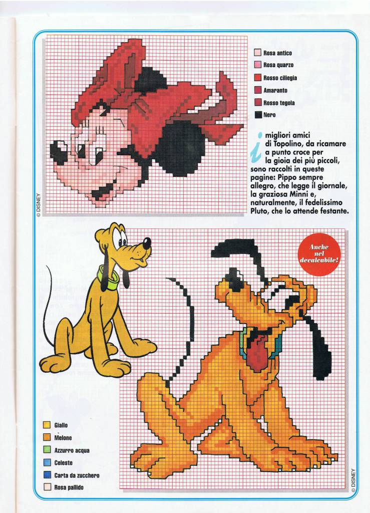 Volto di Minnie con fiocco rosso e Pluto seduto