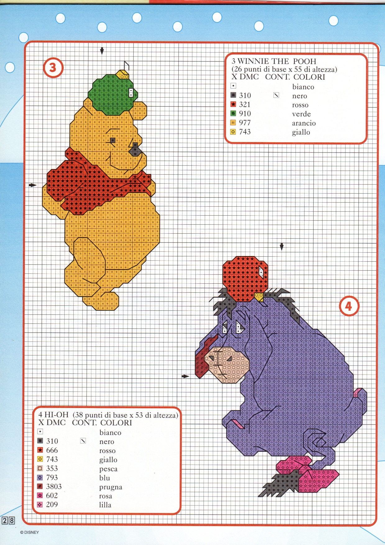 Winnie the Pooh e Hi Oh schemi da ricamare