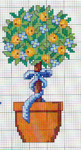 albero di fiori arancio e blu