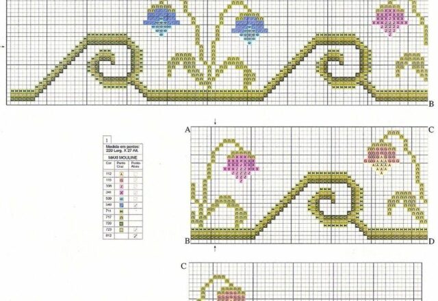 asciugamani cuoricini fiorellini semplici punto croce (2)