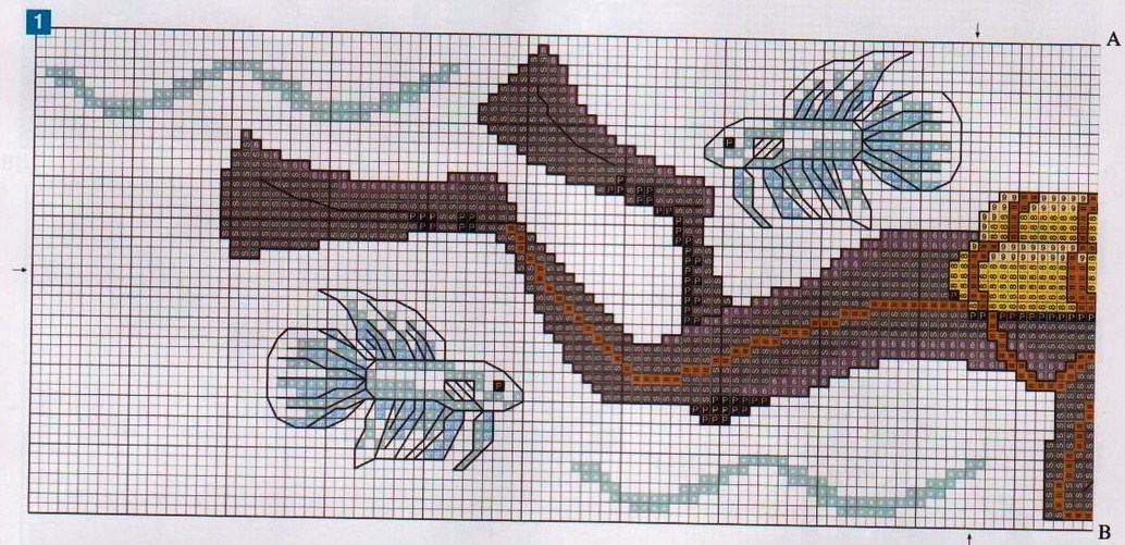 asciugamani sub mare punto croce (3)