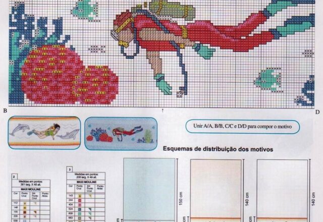 asciugamani sub mare punto croce (6)