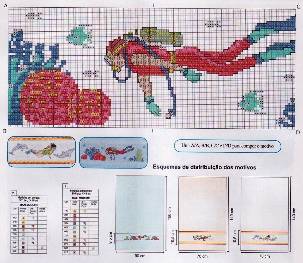 asciugamani sub mare punto croce (6)