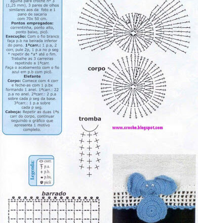 bordo uncinetto elefantino applicato