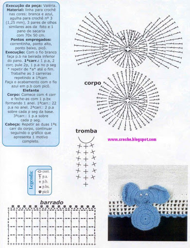 bordo uncinetto elefantino applicato