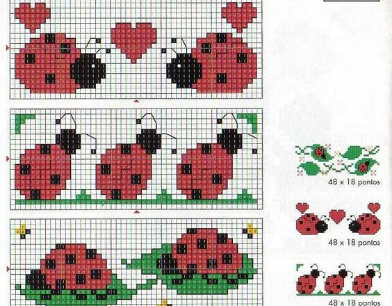 coccinelle schema punto croce bavaglino