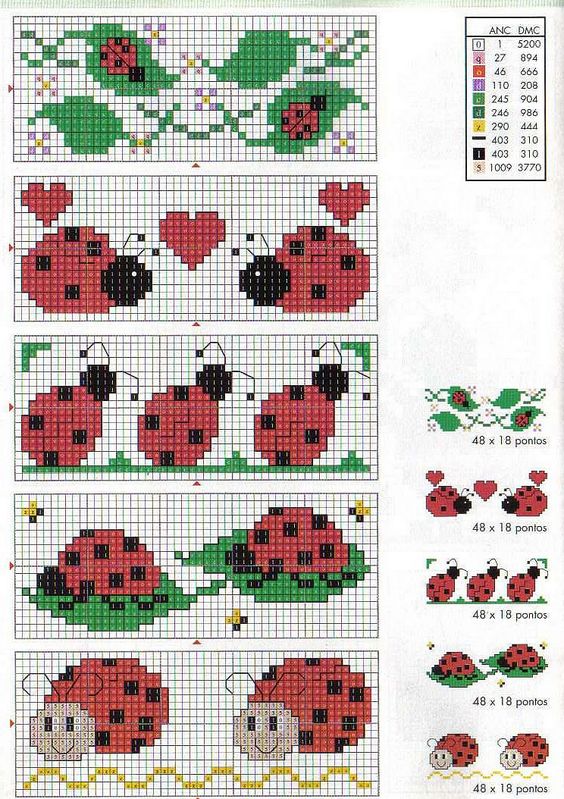 coccinelle schema punto croce bavaglino