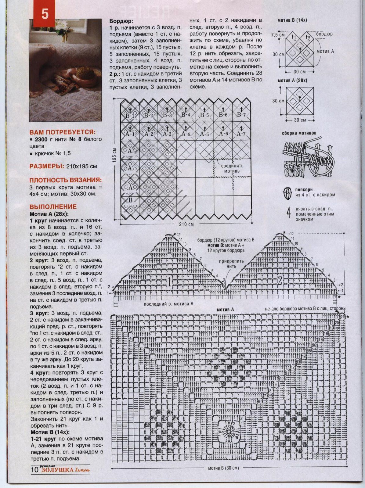 copriletto uncinetto moduli quadrati bordo a punte (2)