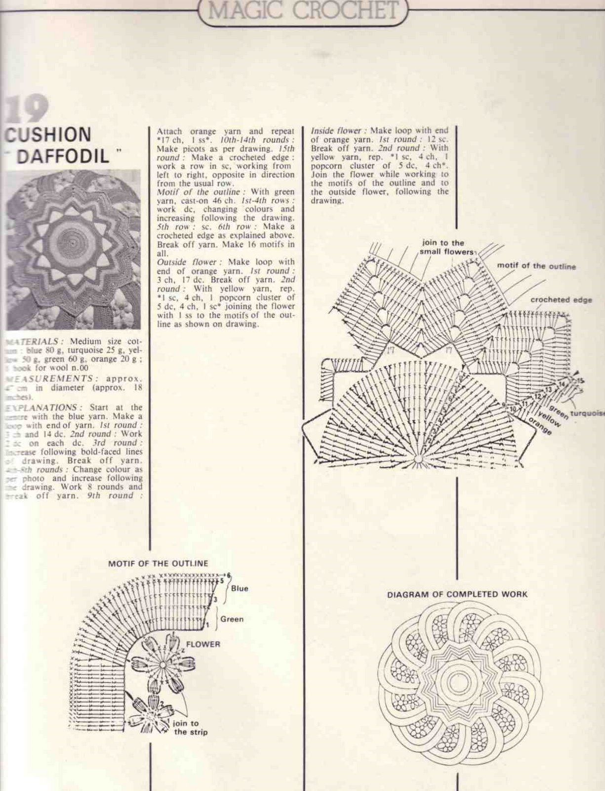 cuscino uncinetto rotondo fiorellini gialli (2)