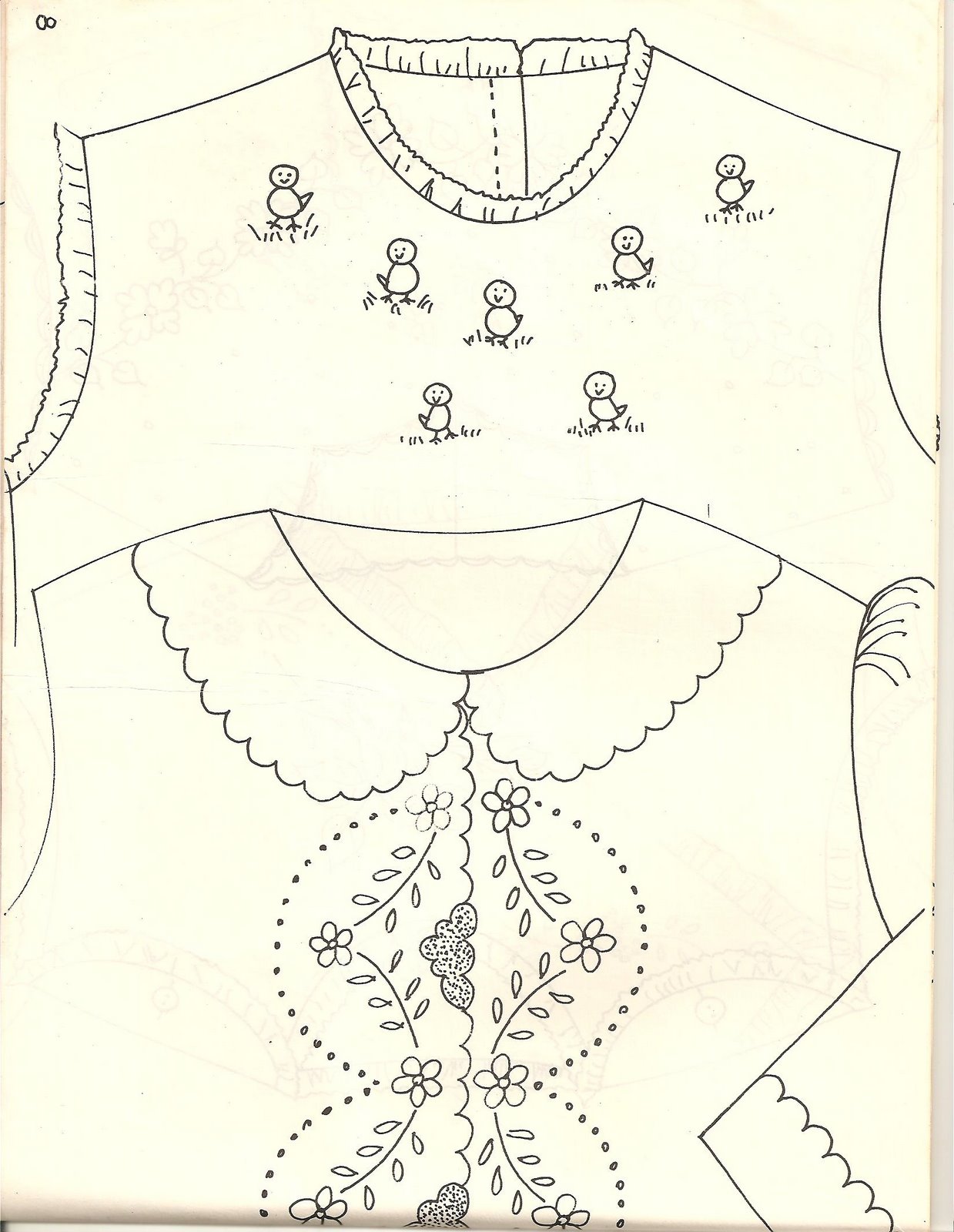 disegni da ricamare camicina della fortuna pulcini