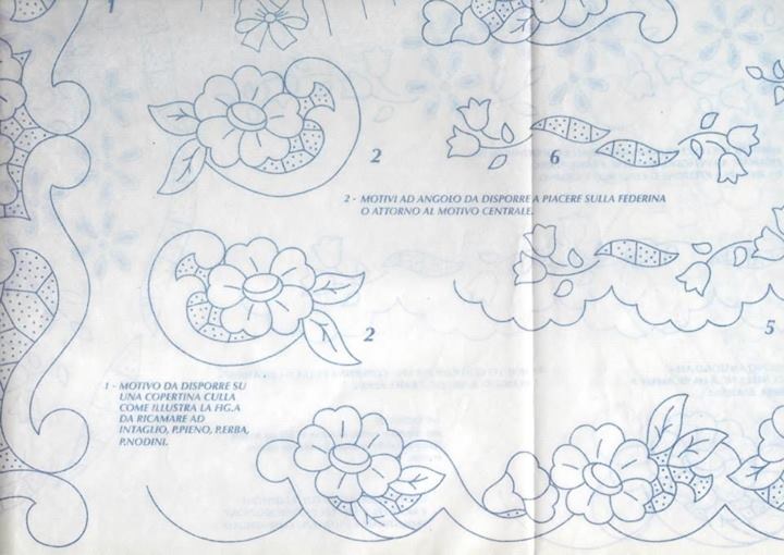 disegni da ricamare fiori misti bordi