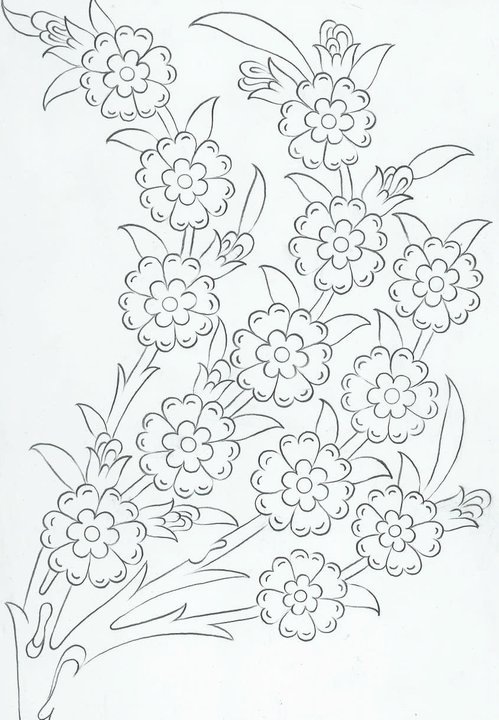 disegno da ricamare angolo di fiori