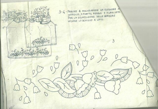 disegno da ricamare asciugamano fiori