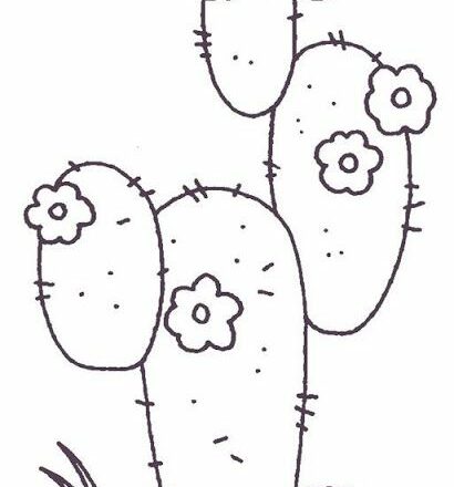 disegno da ricamare cactus con fiorellini