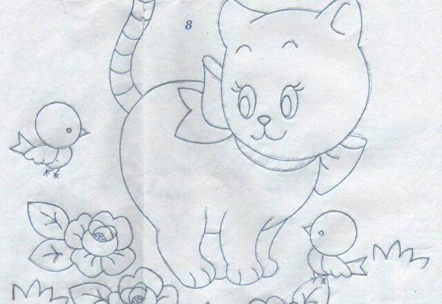 disegno da ricamare gatto