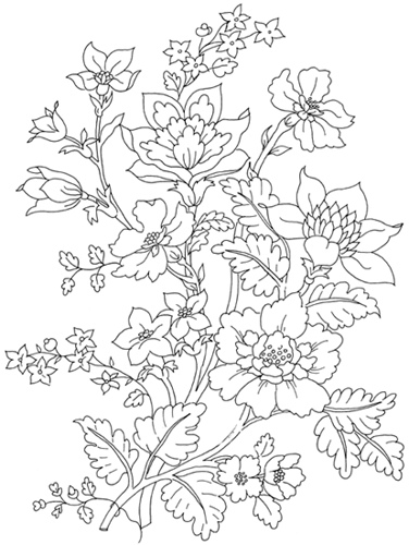 disegno da ricamare ramo fiori e fiorellini