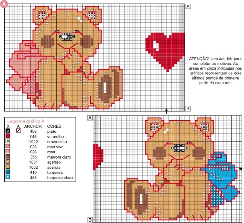 Schema punto croce Bambini Teneri orsetti