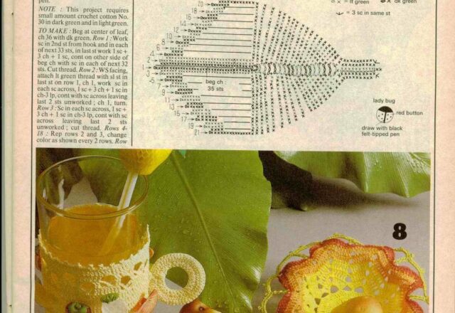 foglia sottobicchiere uncinetto