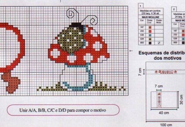 lenzuolino punto croce bruco e funghi (4)