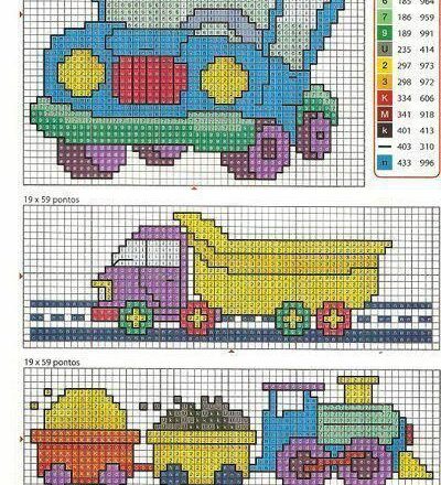 macchinine schema punto croce bavaglino