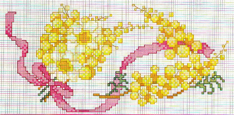 mimosa schema a punto croce