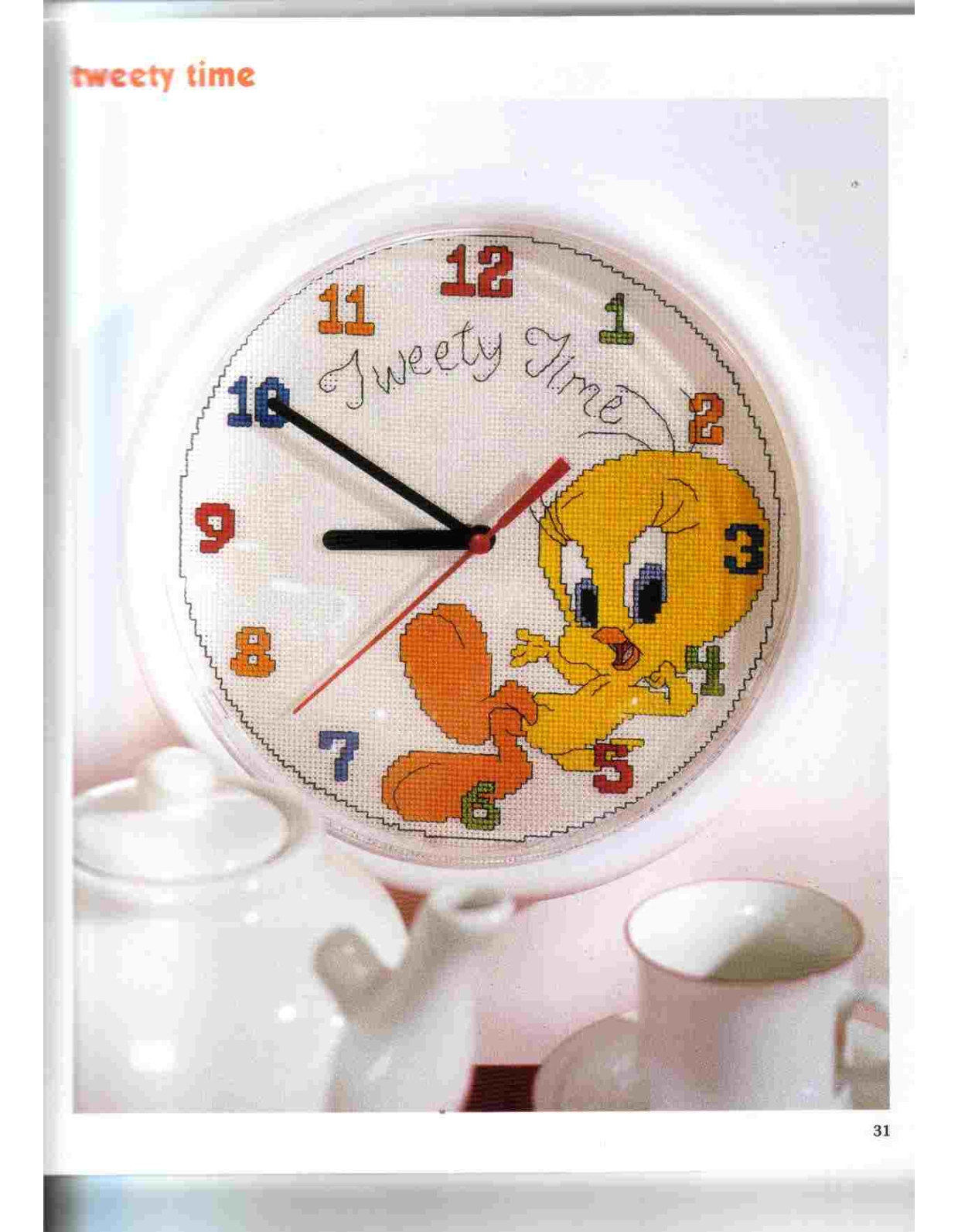 orologio punto croce con Titti della Looney Tunes (1)