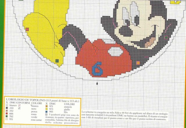 orologio schema punto croce con Topolino (3)