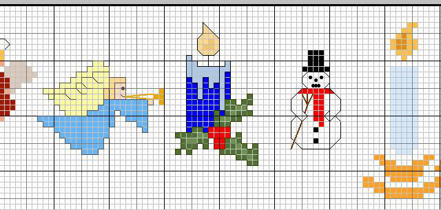 piccoli schemi angeli pupazzo di neve e candele