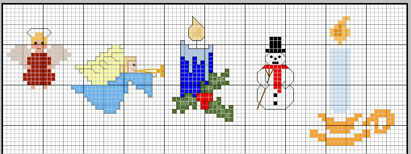 piccoli schemi angeli pupazzo di neve e candele