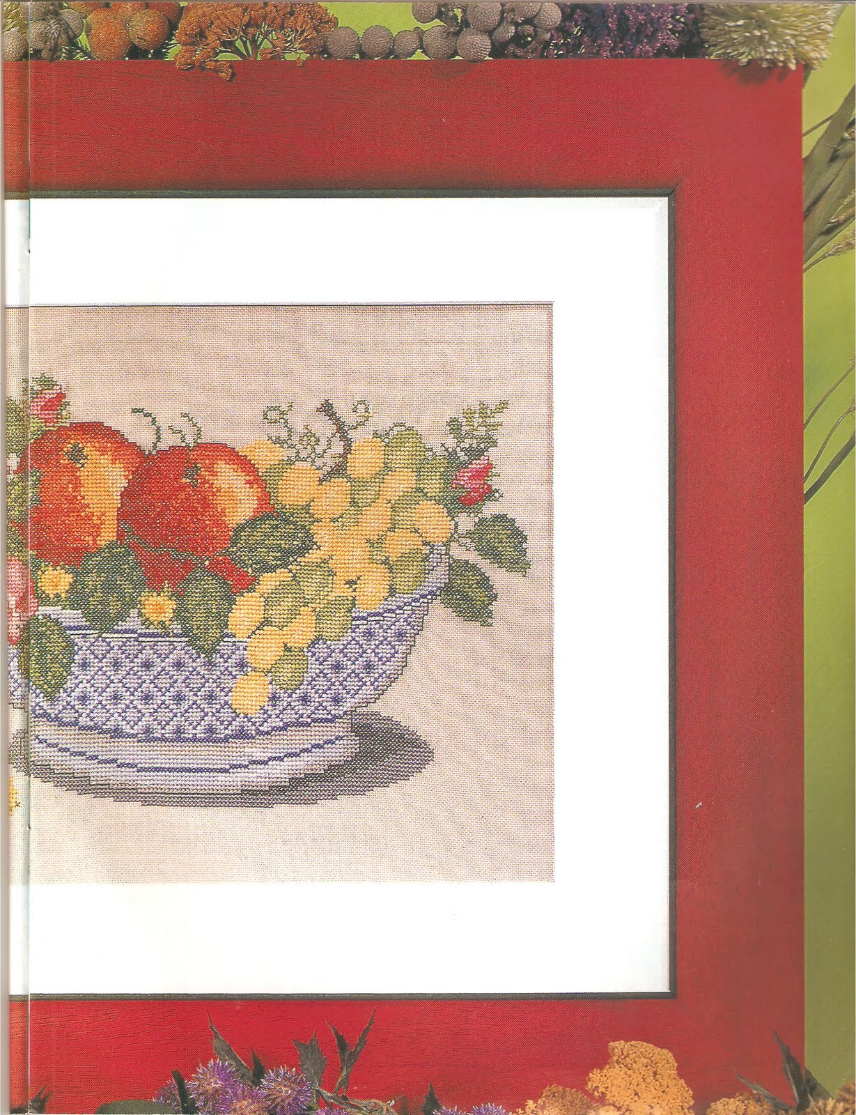 quadro cesta di frutta mele e uva bianca (3)