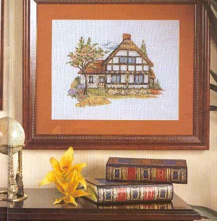 quadro punto croce con cottage inglese (1)