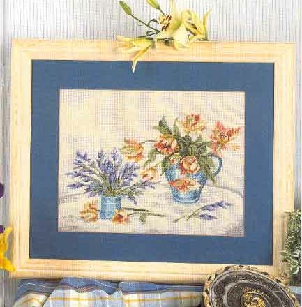 quadro punto croce con fiori tulipani (1)