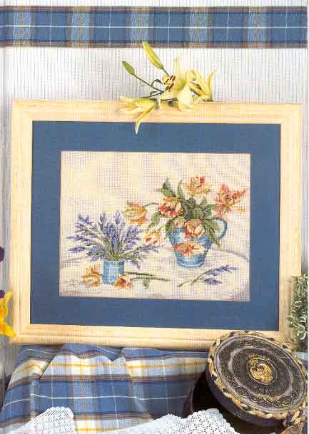 quadro punto croce con fiori tulipani (1)