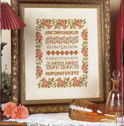 sampler punto croce con alfabeto e rose (1)