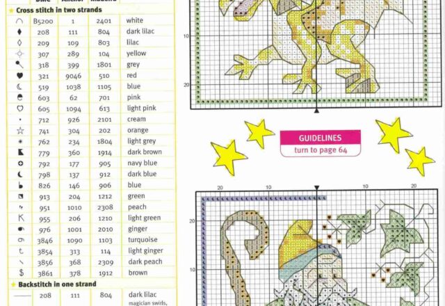 schema di un drago a punto croce