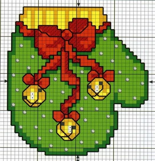 schema punto croce di un guanto da cucina natalizio