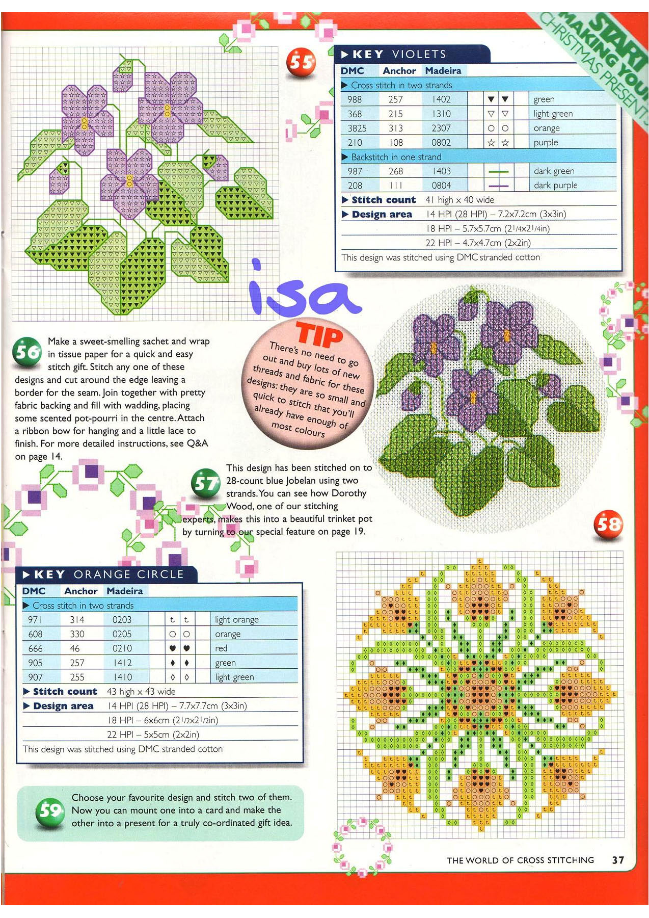 schema punto croce semplice di fiori violette