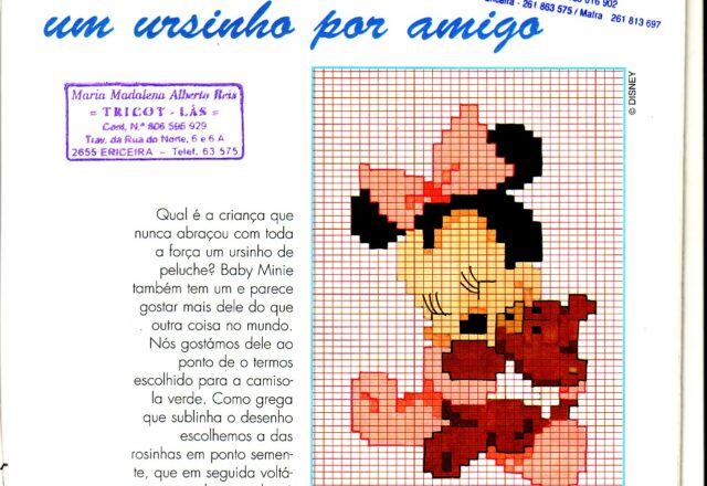 schema ricamo baby minnie con orsacchiotto