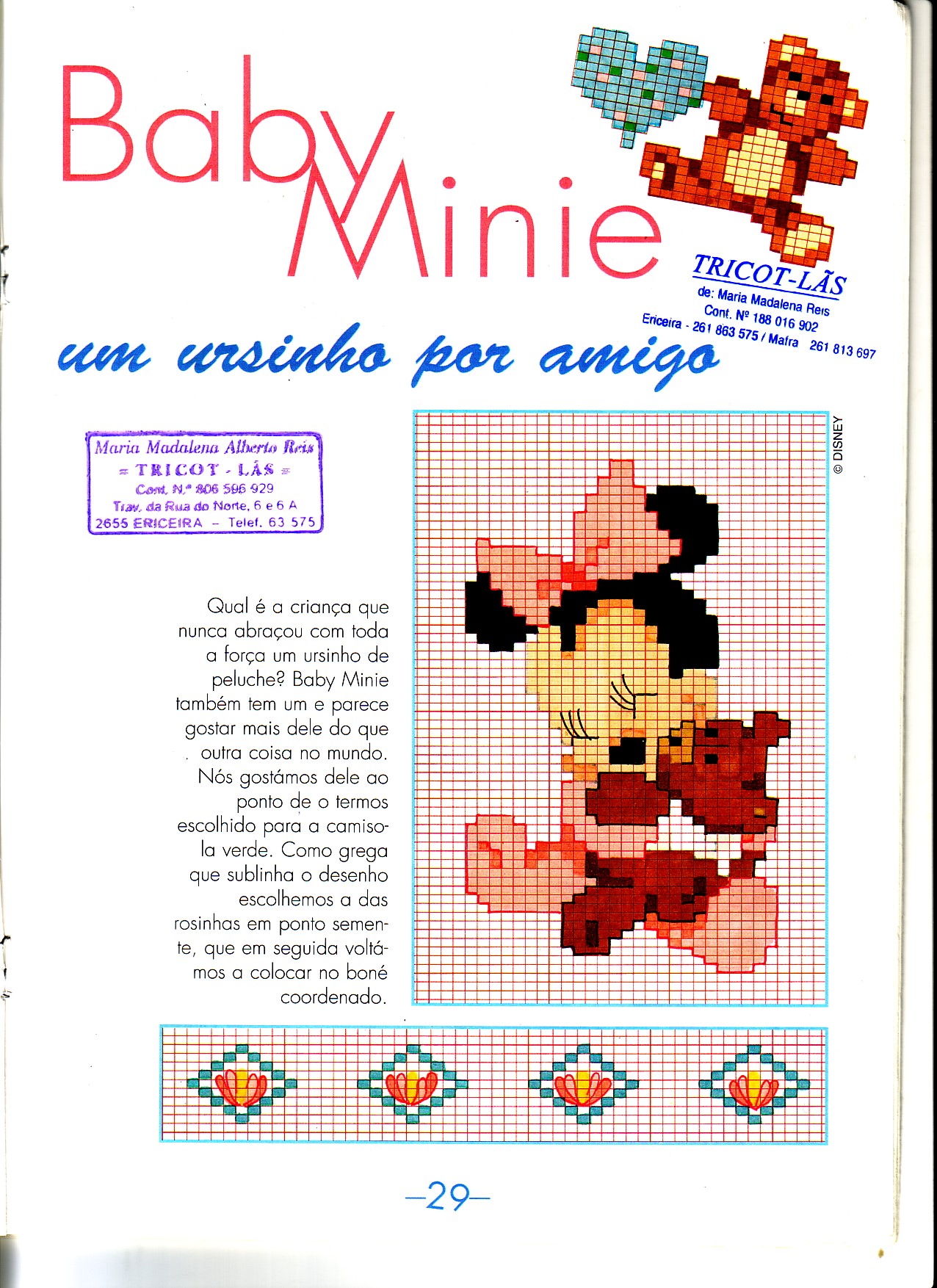 schema ricamo baby minnie con orsacchiotto