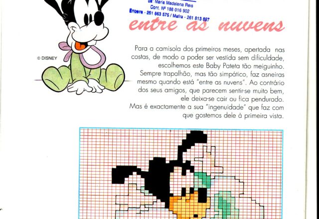 schema ricamo baby pippo che cade da una nuvola