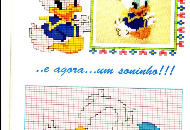 schema ricamo di baby paperino che dorme sul cappello