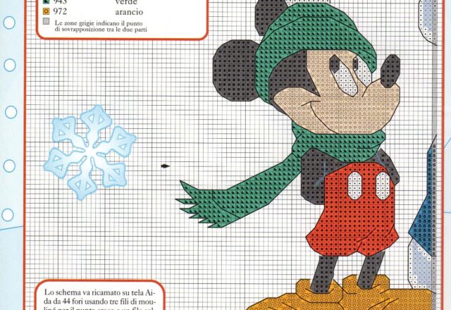 schema ricamo minnie e topolino fanno il pupazzo di neve (1)